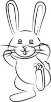 Happy bunny sketch, illustration, vector on white background.