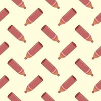 Red pencil , seamless pattern on a beige background. vector