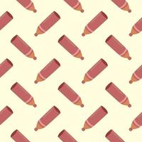 Red pencil , seamless pattern on a beige background. vector