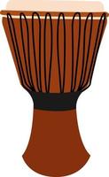 Djembe naranja, ilustración, vector sobre fondo blanco.