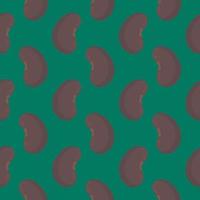 frijoles negros, patrón sin costuras sobre fondo verde oscuro. vector