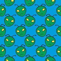 Alien with yellow eyes,seamless pattern on dark blue background. vector