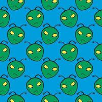 Alien with yellow eyes,seamless pattern on dark blue background. vector