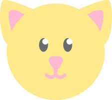 Yellow cute cat, icon illustration, vector on white background