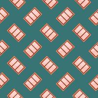 Red windows,seamless pattern on mint green background. vector