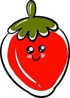 Cute little strawberry, illustration, vector on white background.