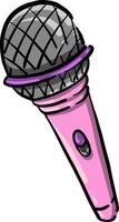 Pink microphone, illustration, vector on white background