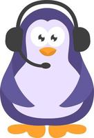 Penguin operator, icon illustration, vector on white background