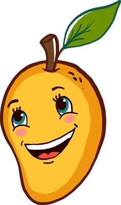 Happy yellow mango ,illustration,vector on white background