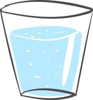 Glass of water, illustration, vector on white background.