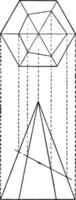 Intersection of Hexagonal Pyramid and a Plane vintage illustration. vector