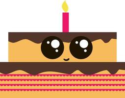 Cute little birthday cake, illustration, vector on white background.