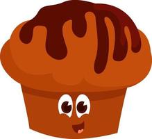 Chocolate muffin, illustration, vector on white background
