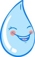 Laughing water drop, illustration, vector on a white background.