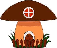 Mushroom house, illustration, vector on white background.