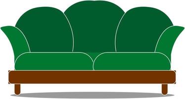Gran sofá verde, ilustración, vector sobre fondo blanco.