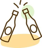 Two bottles of beer, illustration, vector on a white background.