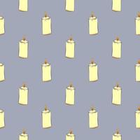 Yellow candle , seamless pattern on a light grey background. vector