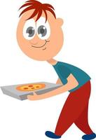 Pizza delivery, illustration, vector on white background.