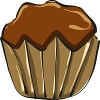 Muffin de chocolate, ilustración, vector sobre fondo blanco.