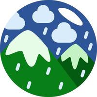 Rain in the green mountains, illustration, vector on a white background.