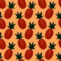 Pineapple pattern, seamless pattern on orange background. vector