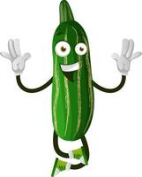 Cucumber jumping, illustration, vector on white background.