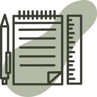 School pen paper and ruler, illustration, vector, on a white background. vector