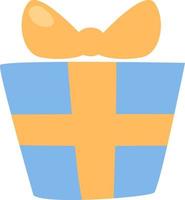 Blue present with yellow bow, illustration, vector on a white background.