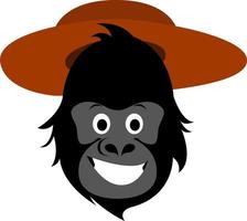 King kong with hat, illustration, vector on white background.