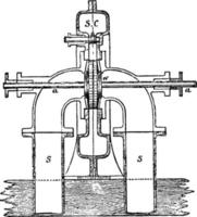 turbina de reacción, ilustración vintage. vector