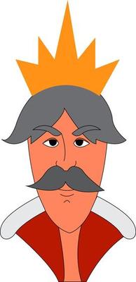 A king with his golden crown vector or color illustration
