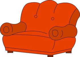 sofá rojo, ilustración, vector sobre fondo blanco.
