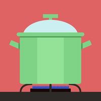 Boiling pot, illustration, vector on white background.