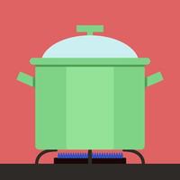 Boiling pot, illustration, vector on white background.