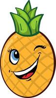 Winking pineapple, illustration, vector on white background.