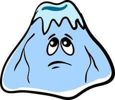 Sad ice mountain, illustration, vector on white background.