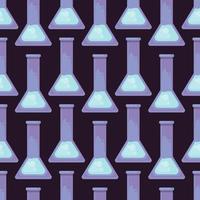 Chemistry bottle pattern, seamless pattern on purple background. vector
