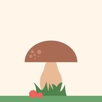 Mushroom in woods, illustration, vector on white background.