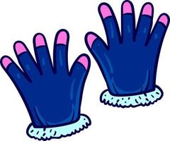 Blue child gloves, illustration, vector on white background