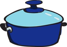 Blue saucepan, illustration, vector on white background.