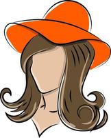 Girl with red hat, illustration, vector on white background.