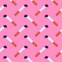 Small cigarette , seamless pattern on a pink background. vector