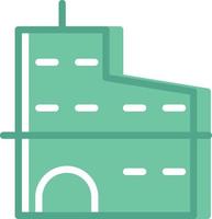 Green building with small windows, illustration, vector, on a white background. vector