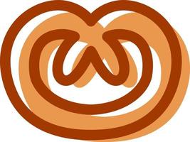 Salty pretzel, illustration, vector on a white background