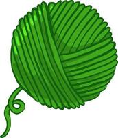 Green ball of yarn, illustration, vector on white background.