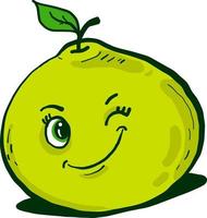 Winking pomelo , illustration, vector on white background