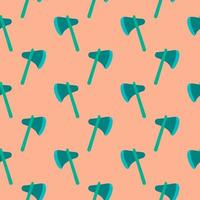 Blue ax, seamless pattern on light orange background. vector