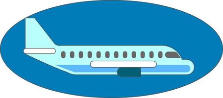 Airplane in blue sphere, illustration, vector on white background.