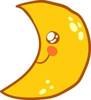 Cute yellow moon, illustration, vector on white background.